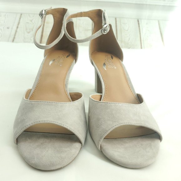 Aerosoles Womens Ooh La La Light Gray Suede Stacked Ankle Strap Block Heel Sz 11 - Picture 3 of 11